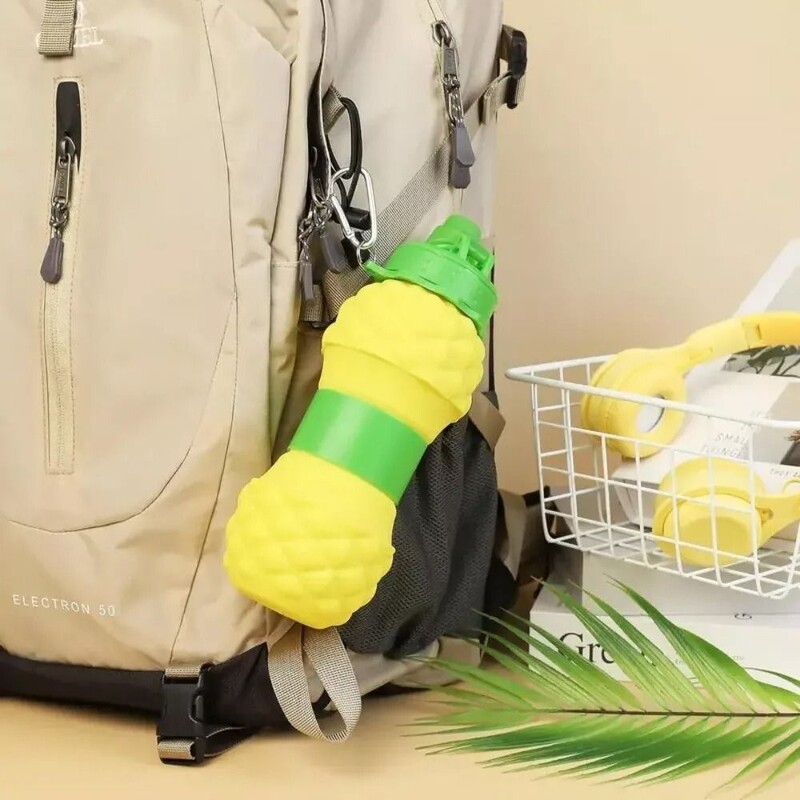 Ananāsa formas salokāma ūdens pudele atkārtoti lietojama silikona ūdens pudele āra alpīnisma ceļojumiem pārnēsājams pārgājienu ūdens kauss