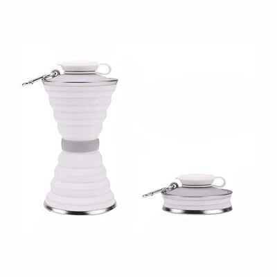 500 ml silikona salokāma ūdens pudele pārnēsājama uzglabāšanas ceļojumu āra krūze ar vāku sporta saliekama pārgājienu kafijas dzeramā krūze