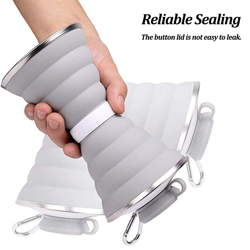 500 ml silikona salokāma ūdens pudele pārnēsājama uzglabāšanas ceļojumu āra krūze ar vāku sporta saliekama pārgājienu kafijas dzeramā krūze