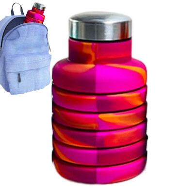 Silikónová skladacia fľaša na vodu pre fitness a šport, skladacia, vonkajšia, cestovná, horolezecká, bicykel, maskáčová skladacia kanvica