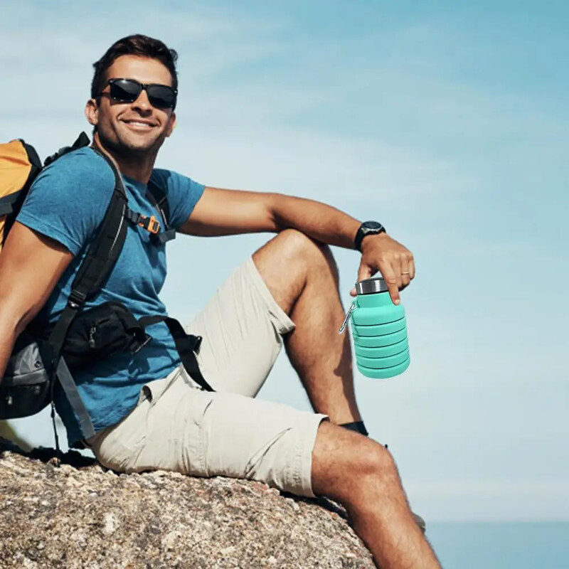 Silikónová skladacia fľaša na vodu pre fitness a šport, skladacia, vonkajšia, cestovná, horolezecká, bicykel, maskáčová skladacia kanvica