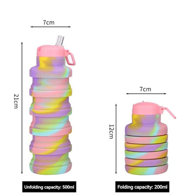 500 ml salokāma ūdens pudele ar snīpi atkārtoti lietojama silikona ūdens pudele āra alpīnisma ceļojumu pārnēsājama ūdens krūze