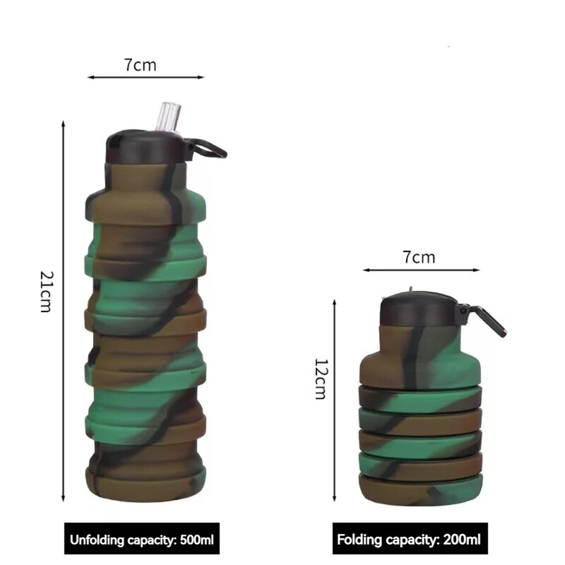 500 ml salokāma ūdens pudele ar snīpi atkārtoti lietojama silikona ūdens pudele āra alpīnisma ceļojumu pārnēsājama ūdens krūze
