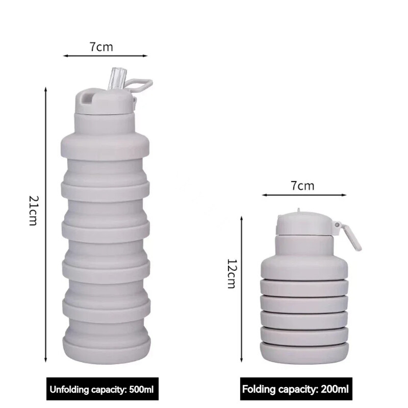 500 ml salokāma ūdens pudele ar snīpi atkārtoti lietojama silikona ūdens pudele āra alpīnisma ceļojumu pārnēsājama ūdens krūze