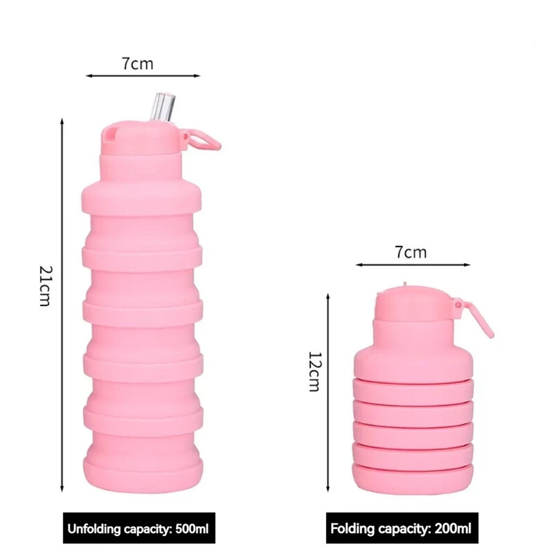 500 ml salokāma ūdens pudele ar snīpi atkārtoti lietojama silikona ūdens pudele āra alpīnisma ceļojumu pārnēsājama ūdens krūze