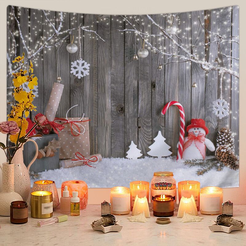 Skandinaviškas Kalėdų gobelenas Kalėdų eglutės sniego scena Nuotraukų fonas Pakabinamas audinys Kalėdų renginio vakarėlio dekoravimas Fono sieninis audeklas