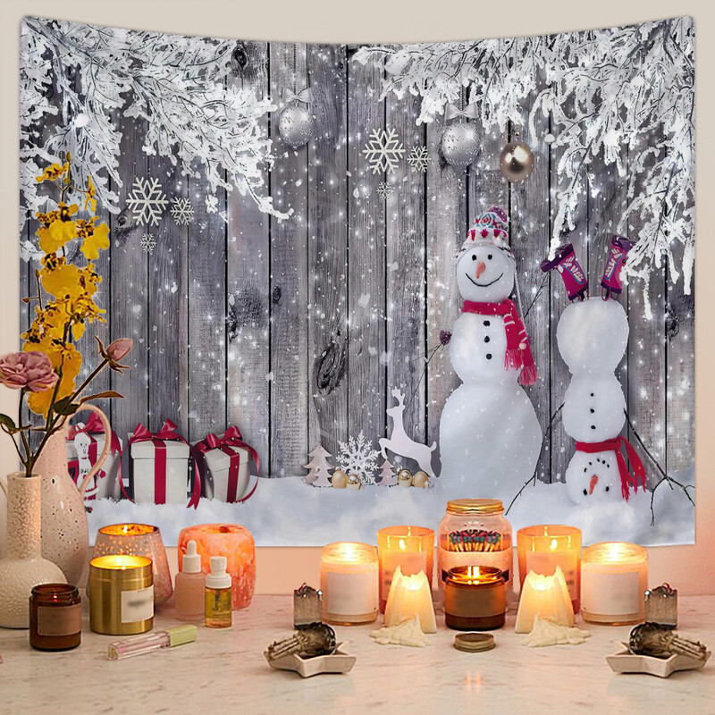Skandinaviškas Kalėdų gobelenas Kalėdų eglutės sniego scena Nuotraukų fonas Pakabinamas audinys Kalėdų renginio vakarėlio dekoravimas Fono sieninis audeklas