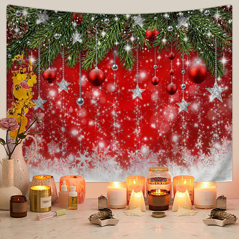 Skandinaviškas Kalėdų gobelenas Kalėdų eglutės sniego scena Nuotraukų fonas Pakabinamas audinys Kalėdų renginio vakarėlio dekoravimas Fono sieninis audeklas