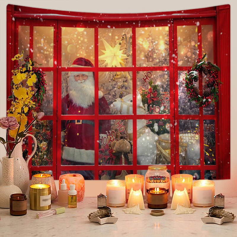 Skandinaviškas Kalėdų gobelenas Kalėdų eglutės sniego scena Nuotraukų fonas Pakabinamas audinys Kalėdų renginio vakarėlio dekoravimas Fono sieninis audeklas