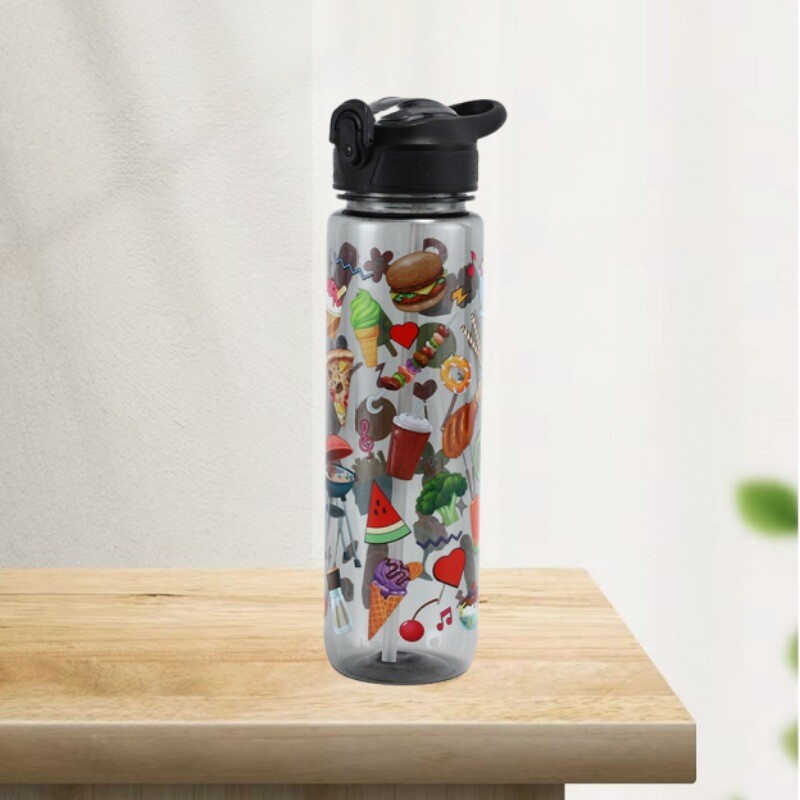 1000 ml lielas ietilpības caurspīdīgas plastmasas krūzes telpa ūdens krūze ērta āra sporta pudele ar graduētiem salmiņiem