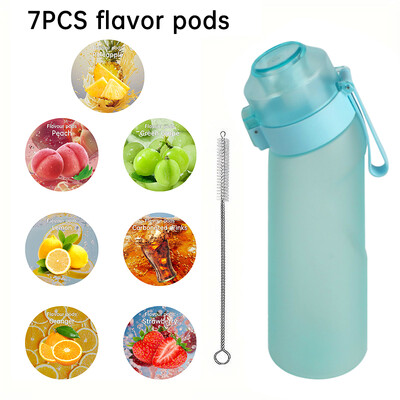 LUSQI 650 ml ūdens pudele matēta gradienta augsta izskata vispārēja pretkrišanas novēršana ar 7 garšas gredzeniem un 1 salmu otu lietošanai ārā