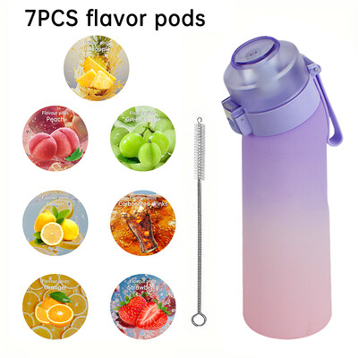 LUSQI 650 ml ūdens pudele matēta gradienta augsta izskata vispārēja pretkrišanas novēršana ar 7 garšas gredzeniem un 1 salmu otu lietošanai ārā