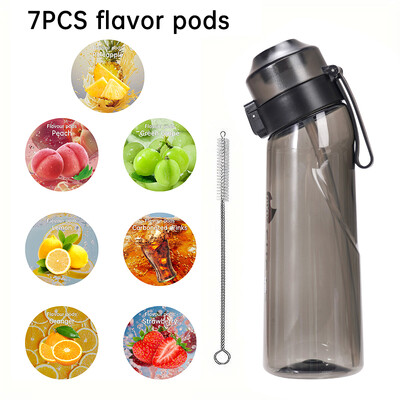 LUSQI 650 ml ūdens pudele matēta gradienta augsta izskata vispārēja pretkrišanas novēršana ar 7 garšas gredzeniem un 1 salmu otu lietošanai ārā