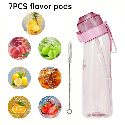 LUSQI 650 ml ūdens pudele matēta gradienta augsta izskata vispārēja pretkrišanas novēršana ar 7 garšas gredzeniem un 1 salmu otu lietošanai ārā