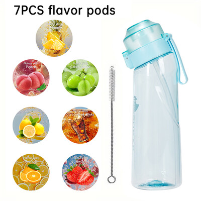 LUSQI 650 ml ūdens pudele matēta gradienta augsta izskata vispārēja pretkrišanas novēršana ar 7 garšas gredzeniem un 1 salmu otu lietošanai ārā