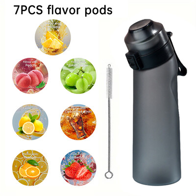 LUSQI 650 ml ūdens pudele matēta gradienta augsta izskata vispārēja pretkrišanas novēršana ar 7 garšas gredzeniem un 1 salmu otu lietošanai ārā