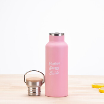 500ML Sports THERMOS CUP με λαβή, καπάκι από μπαμπού, τυπωμένα ποτά, φιάλες κενού από ανοξείδωτο χάλυβα, μπουκάλι νερού για κάμπινγκ και γυμναστήριο