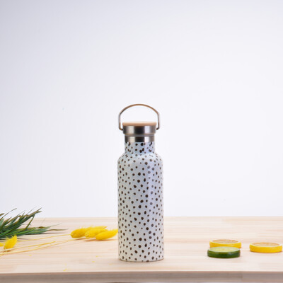 Sportska TERMO ŠALICA od 500 ML s ručkom, poklopcem od bambusa, posuđem s printom, vakuumskim bocama od nehrđajućeg čelika, bocom za vodu za kampiranje i teretanu