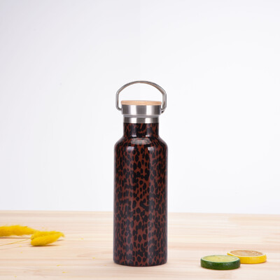 Sportska TERMO ŠALICA od 500 ML s ručkom, poklopcem od bambusa, posuđem s printom, vakuumskim bocama od nehrđajućeg čelika, bocom za vodu za kampiranje i teretanu