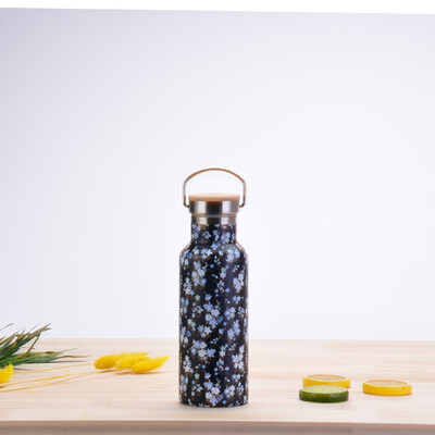 Sportska TERMO ŠALICA od 500 ML s ručkom, poklopcem od bambusa, posuđem s printom, vakuumskim bocama od nehrđajućeg čelika, bocom za vodu za kampiranje i teretanu