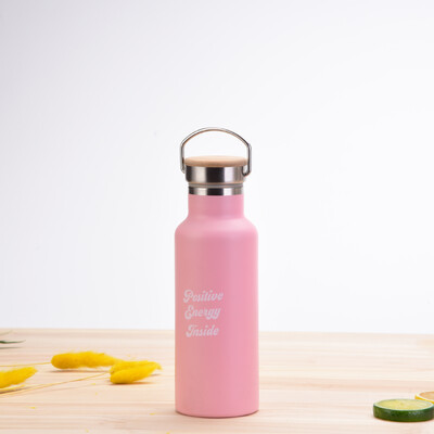 Sportska TERMO ŠALICA od 500 ML s ručkom, poklopcem od bambusa, posuđem s printom, vakuumskim bocama od nehrđajućeg čelika, bocom za vodu za kampiranje i teretanu