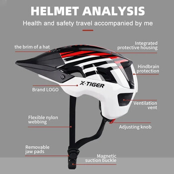 X-TIGER велосипедна каска с подвижна магнитна периферия Лека каска за планинско колоездене MTB велосипедна каска Велосипедна предпазна шапка