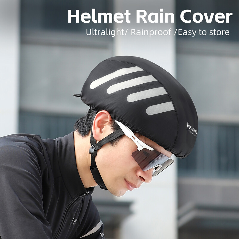 Velosipēdu ķiveres lietus pārsegs atstarojošs šosejas velosipēda ķiveres pārvalks Ūdensizturīgs putekļu necaurlaidīgs savilkšanas auklas aizsargpārklājs ķiverei, salokāms