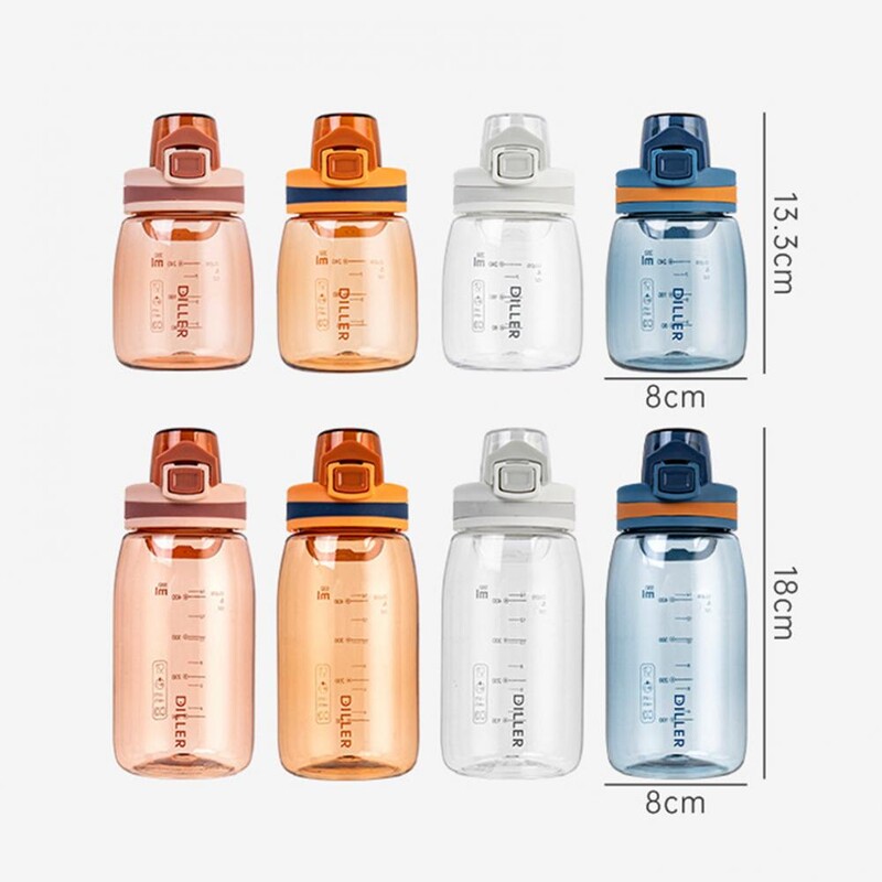 Plastmasas ūdens pudele 350 ml/550 ml, praktiska liela ietilpība, silikona vienkāršs polikarbonāts, labi noslēdzošs ūdens kauss kempingam