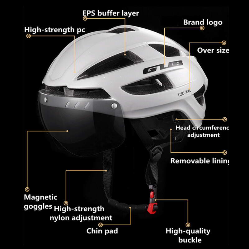GUB velosipēdistu aizsargbrilles XXL 61-65 ķivere ar vieglām, starpgrāli veidotām riteņbraukšanas austiņām, ceļu satiksmes negadījumiem, pilsētas maršruta ķivere ar atvērtu seju