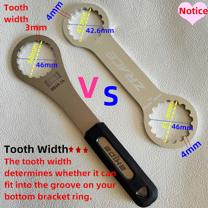 ZRACE T47 velosipēda apakšējā kronšteina uzgriežņu atslēga 47 mm 52 mm 16 zobu uzgriežņu atslēga velosipēda centrālās kustības uzstādīšanas noņemšanas velosipēda instrumentiem