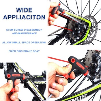 Ποδήλατο T-Handle Mountain Bike Road Bike Εργαλείο 2-10mm κράμα ατσάλι εξάγωνο κλειδί Εργαλείο επισκευής ποδηλάτου για προσκέφαλο προσκέφαλου