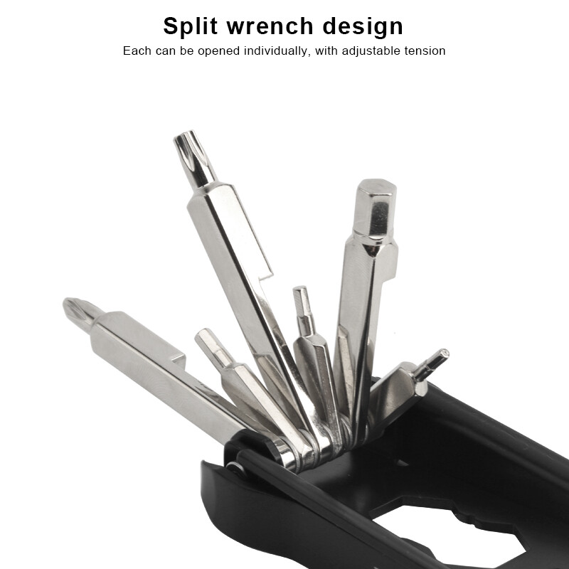 23 vienā velosipēda remonta rīku komplekts Daudzfunkcionāls salokāms CR-V tērauda sešstūra spieķu uzgriežņu atslēga velosipēda remonta rīks Skrūvgriezis MTB ķēdes griezējs