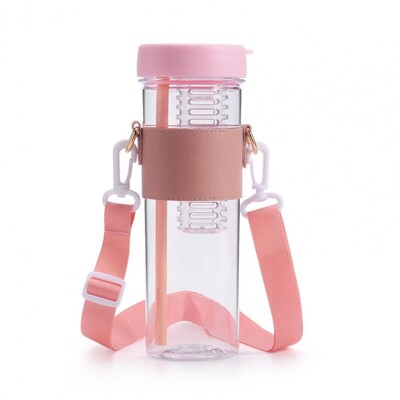 Ūdens pudele ar salmiem pārtikas kvalitātes, neplīstošām ūdens krūzēm, noplūdes izturīgām ar platu muti ūdens tvertni, augļu infuzoru ūdens pudele