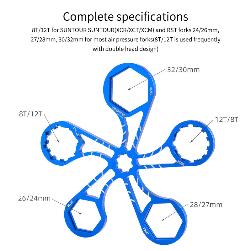 Toopre ključ za kapicu vilice za bicikl 8T 12T 24/26/27/28 mm za SUNTOUR XCR/XCT/XCM ključ za kapicu vilice za bicikl MTB Alat za popravak vilice za bicikl