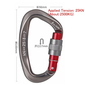 12/25KN Professional Safety Carabiner Σχήμα D Key Hooks Αλουμίνιο Climbing Security Master Lock Outdoor Ascend Camping Tools