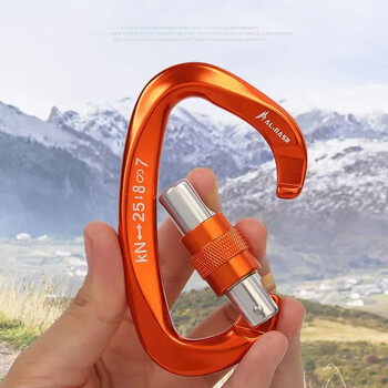 12/25KN Professional Safety Carabiner Σχήμα D Key Hooks Αλουμίνιο Climbing Security Master Lock Outdoor Ascend Camping Tools