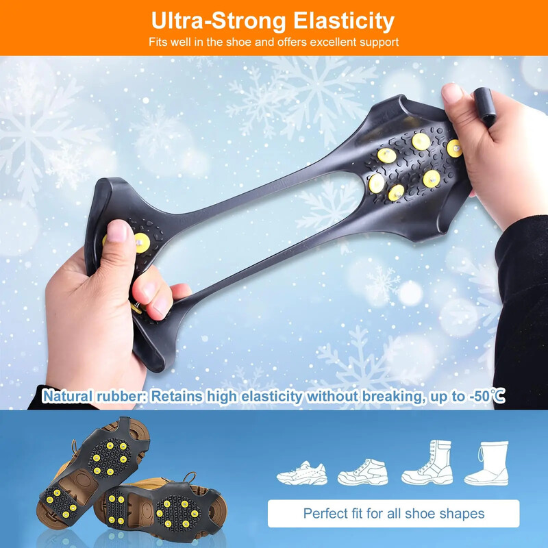 Външни котки за катерене с 10 зъба Противоплъзгащи се щипки за планинарство Унисекс Калъфки за обувки Snow Claw Аксесоари за пешеходен туризъм Шипове