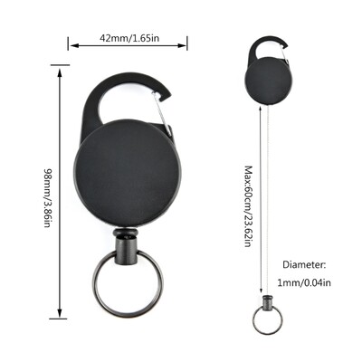 Stiepļu virves āra gredzens, atgriešanās izvelkama ķēde kempinga teleskopiska apzagšanas ķēdes turētāja taktikas atslēgas piekariņš