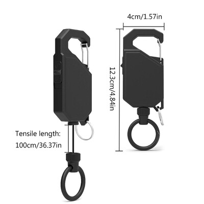Stiepļu virves āra gredzens, atgriešanās izvelkama ķēde kempinga teleskopiska apzagšanas ķēdes turētāja taktikas atslēgas piekariņš