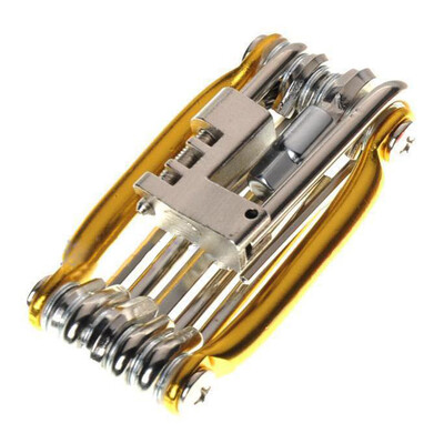 11 vienā krāsā kombinēts alumīnija sakausējuma rīks kalnu velosipēdu remonta rīks ar ķēdes griezēju remonta komplektu Kalnu velosipēdu piederumi