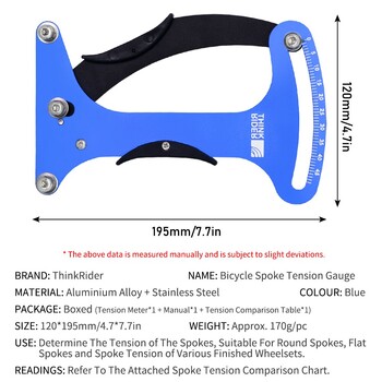 Μετρητής τάνυσης ακτίνων ThinkRider Bicycle Tool για Έλεγχος ακτίνων τροχού ποδηλάτου δρόμου MTB Αξιόπιστη ένδειξη Ακριβής και σταθερός CNC