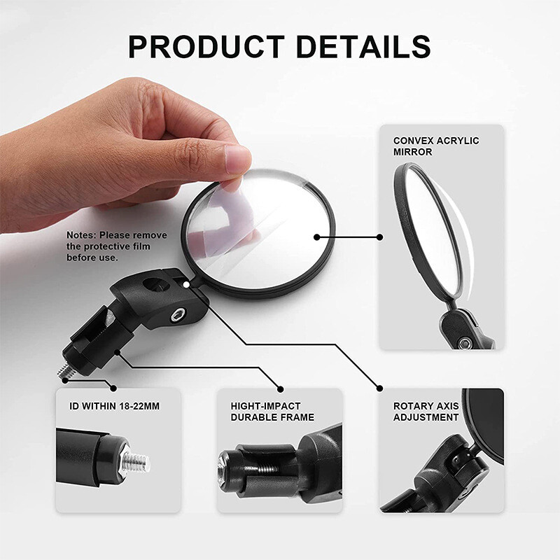 Universāls velosipēda atpakaļskata spogulis 360 grādu platleņķis, regulējams atpakaļskata spogulis Velosipēdu piederumi Velosipēdu stūres spoguļi