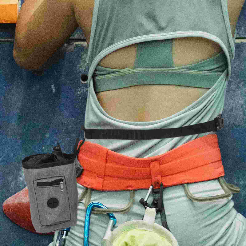 Klinšu kāpšanas pretslīdēšanas pulveris kucēnu apmācības maisiņš, kas paredzēts suņu krīta uzglabāšanai, sausu roku maisiņi mājdzīvnieku pavadas pelēks fitness