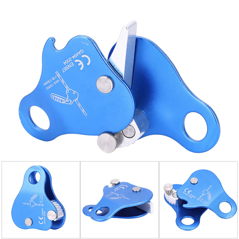 Alpīnisma virves bloķēšanas kāpšanas aizsargs āra kāpšanai Alpīnisma aprīkojums Alumīnija virves satvērēja slēdzenes komplekti zils
