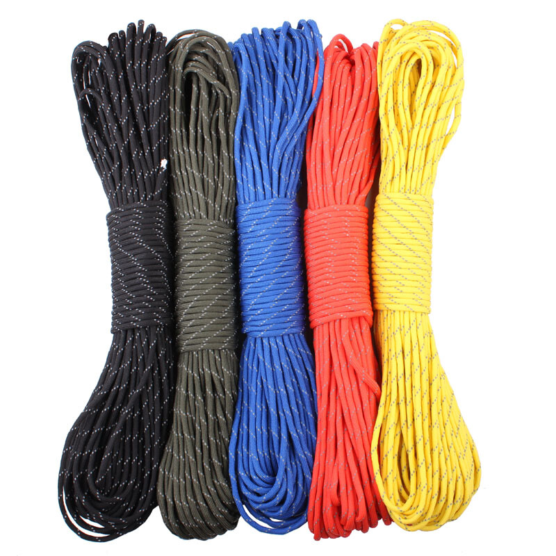 GEGEDA Reflective Paracord 550lb 7 Strand Survival 7 Strand 100FT Alpining Camping Survival 550 Paracord