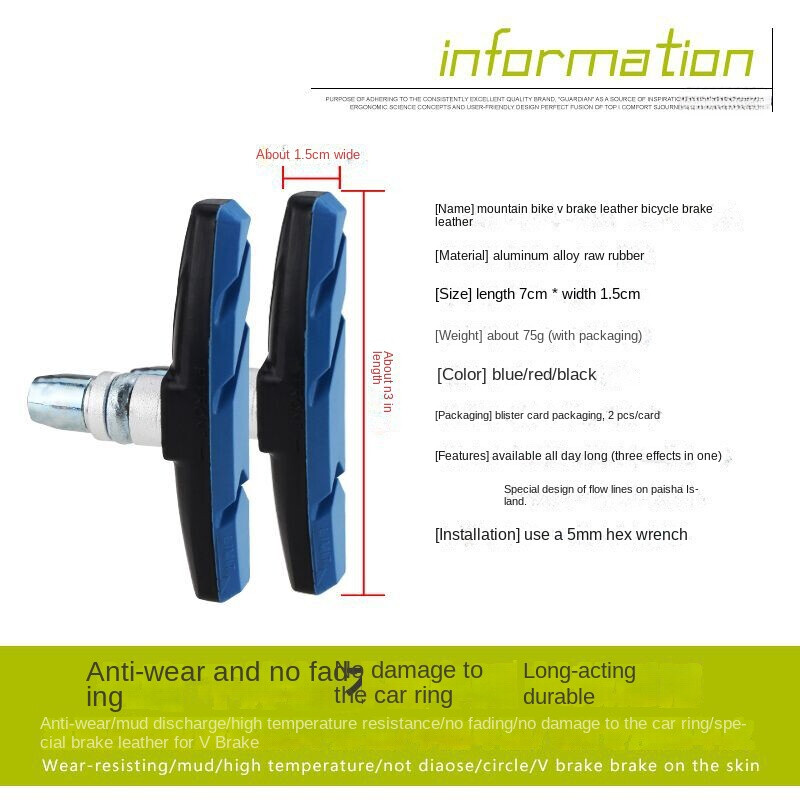 70 mm kalnu šosejas velosipēdu bremžu uzliku komplekts Riteņbraukšanas V bremžu turētāju kluči, kluči, gumijas kluči Silent MTB velosipēda bremžu kluči