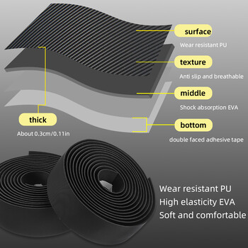 MOTSUV Лента за кормилото на шосеен велосипед PU EVA Неплъзгащ се амортисьорен колан Свръхлек, устойчив на износване каишка за колоездене Аксесоари за велосипеди
