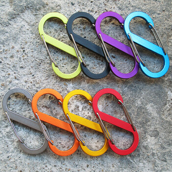 10PCS S Σετ διπλού καραμπίνερ Camping EDC Survival Climbing Spring Backpack Clips Keychain Tactical Gear Hooks Κλιπ μπρελόκ