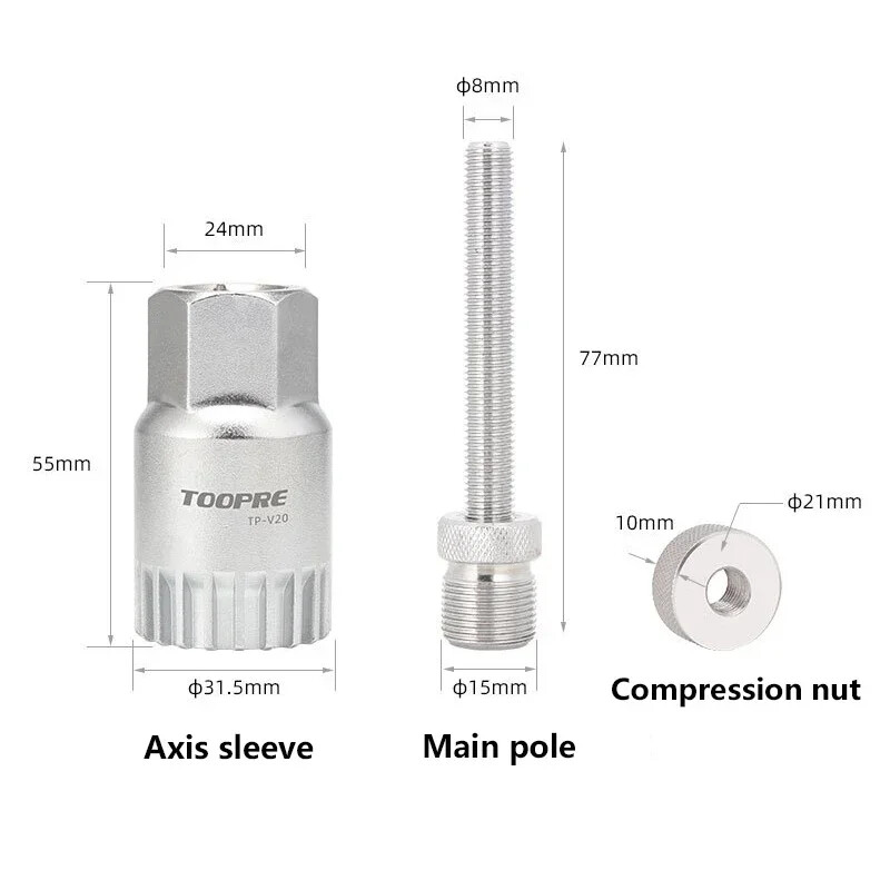 Velosipēda velosipēda apakšējā kronšteina noņemšanas uzmavas rīks kvadrātveida šķautņa ass BB pretkrituma palīgrīka noņemšanas rīks demontāžas remonta instrumenti