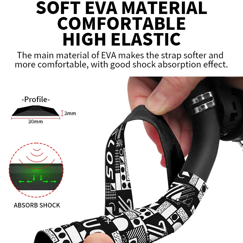 BUCKLOS Ταινία τιμονιού ποδηλασίας EVA Αντιολισθητική ταινία ποδηλάτου δρόμου Ανθεκτικά βύσματα άκρου Bartape